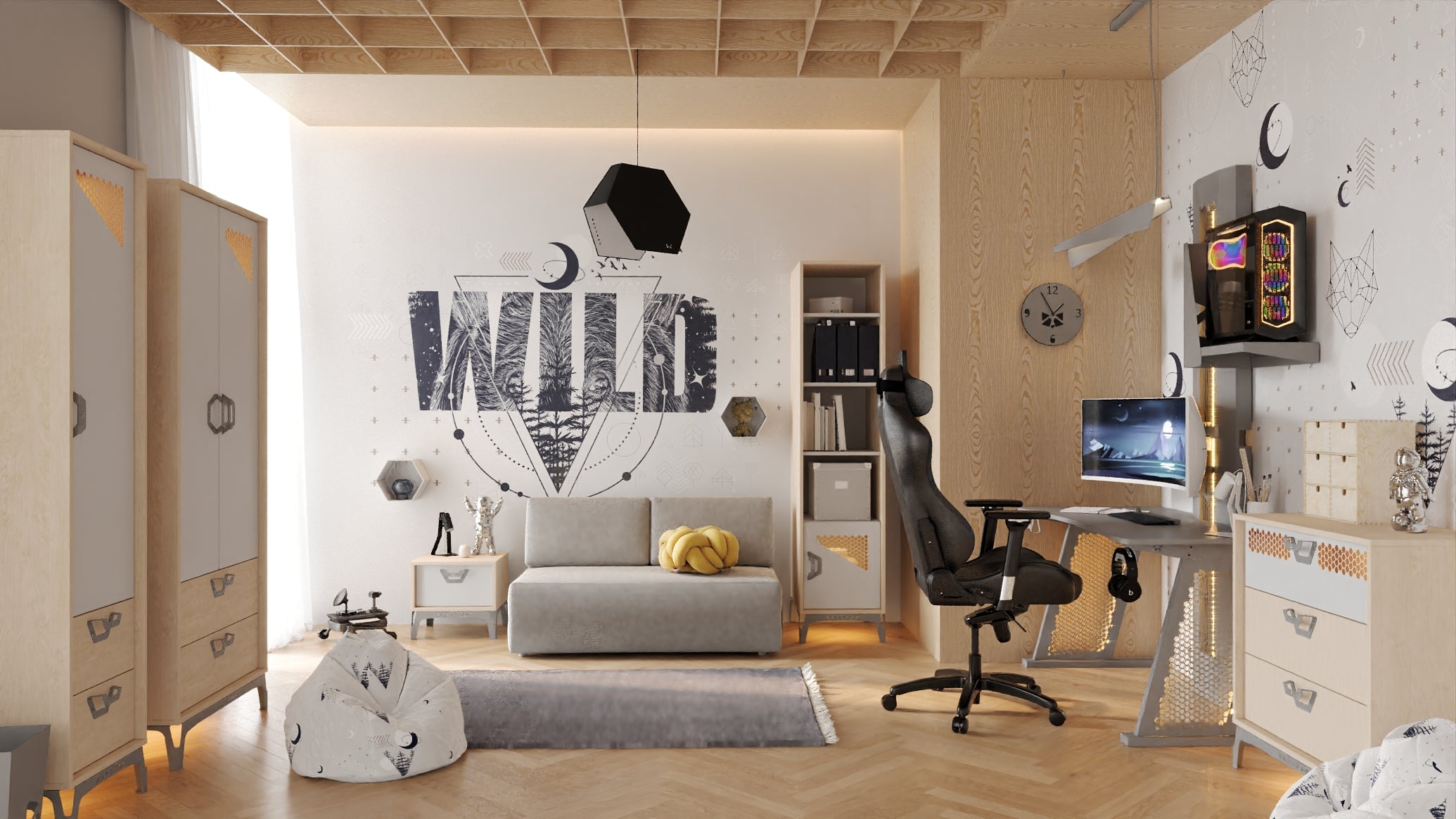 VIKI™ 2D2S - SCANDI Wardrobe in Gaming Design